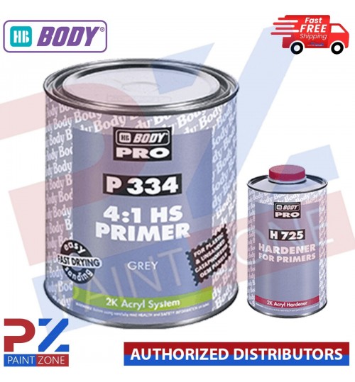 P334 HB Body Pro HS Primer Filler 4:1 2k VOC Compliant with H725 5LT KIT